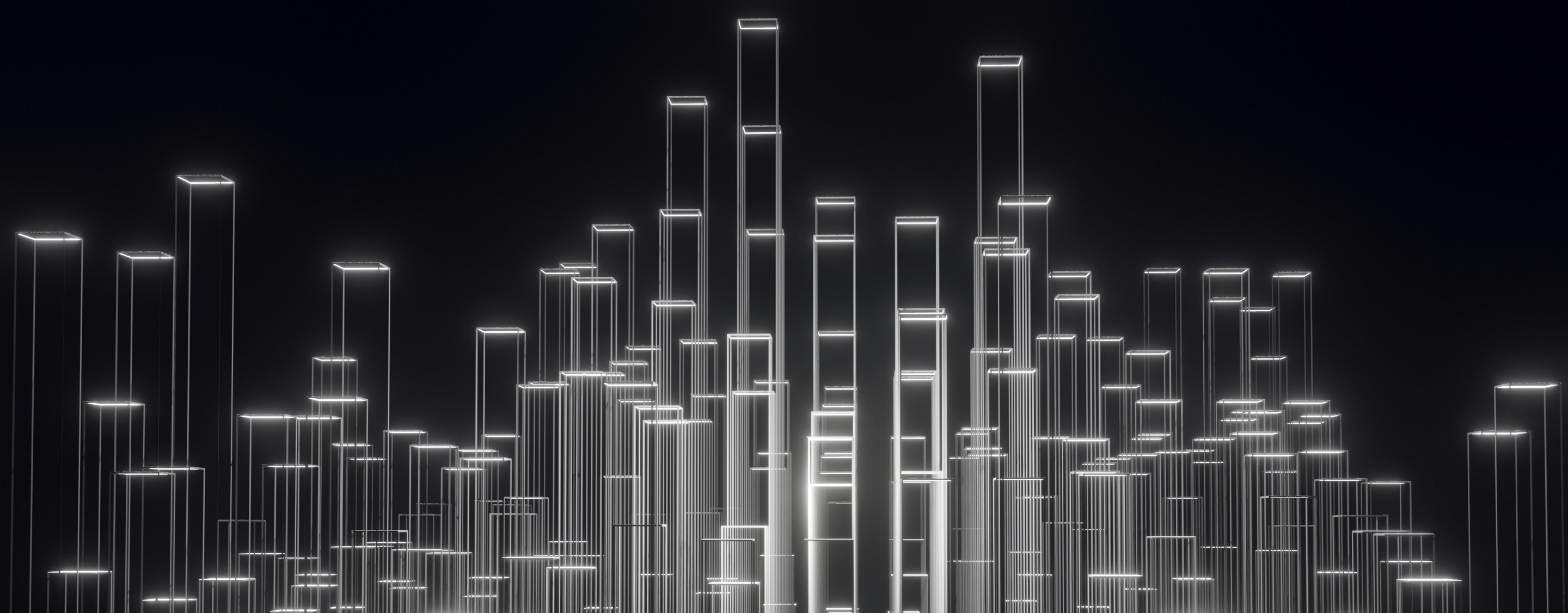 Abstrakte Skyline vor schwarzem Hintergrund