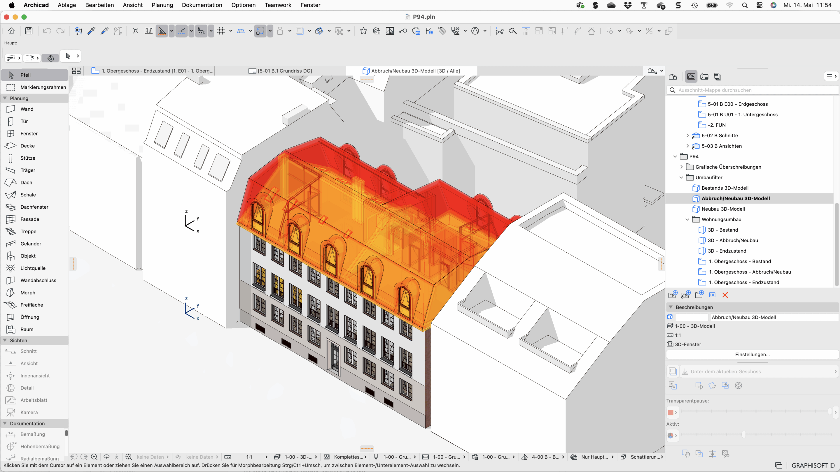 Der Umbaufilter in Archicad: Bestand und Neubau vereint
