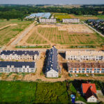 aerial view of residential housing development under construction