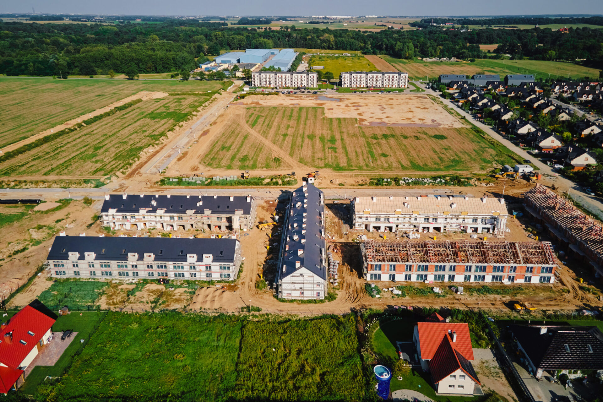 Aerial View of Residential Housing Development Under Construction aerial view of residential housing development under construction