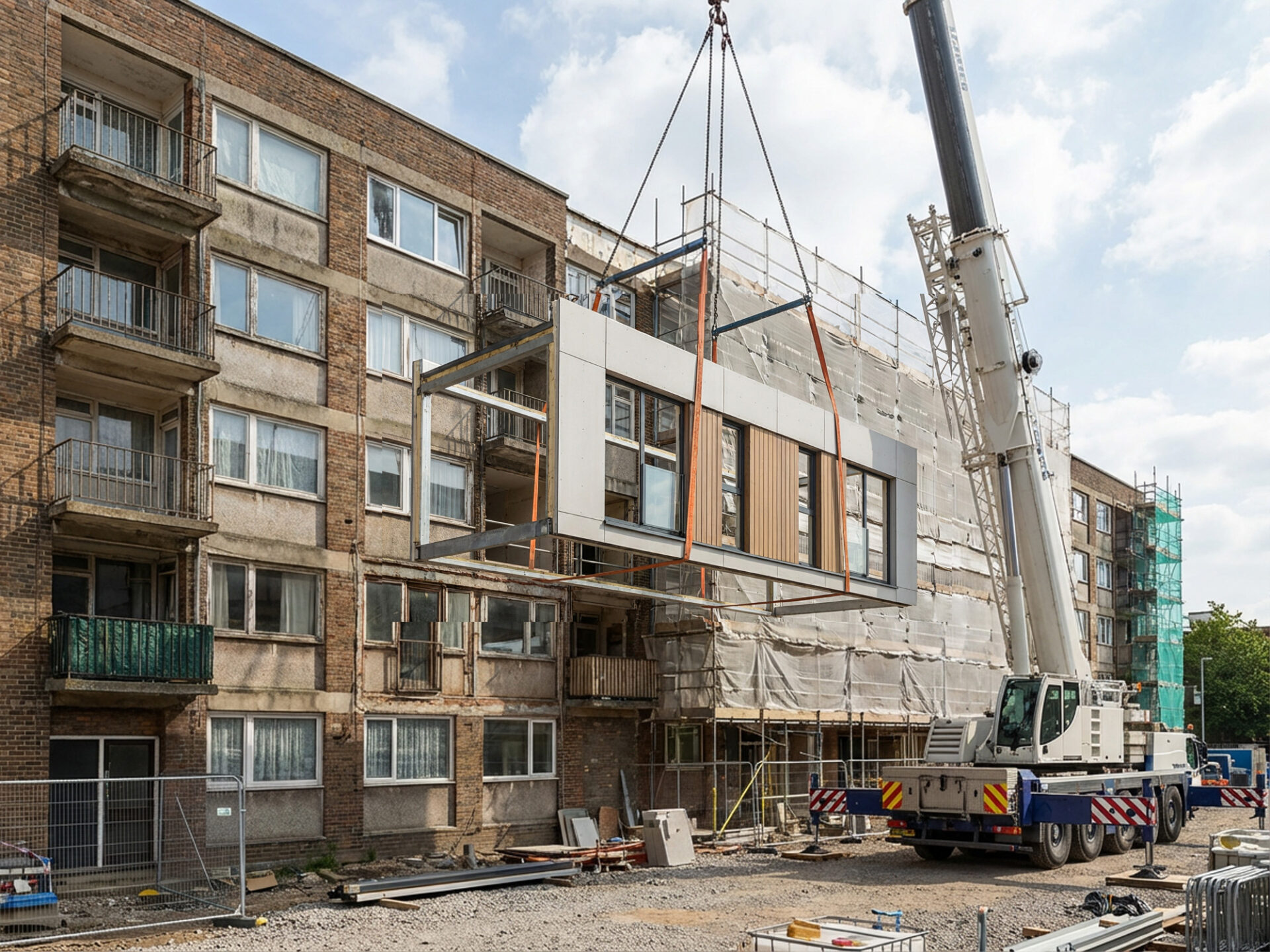 Serielle Fassadenerneuerung, KI-generiert Serielle Fassadenerneuerung, KI-generiert