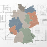 Illustration baurechtlich relevanter Themen über Deutschlandkarte