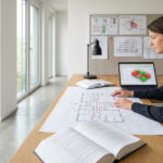 Baurechtliche Planungsprüfung, Architektin am Schreibtisch