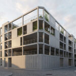 In Wohnraum umgenutztes Parkhaus im innerstädtischen Kontext