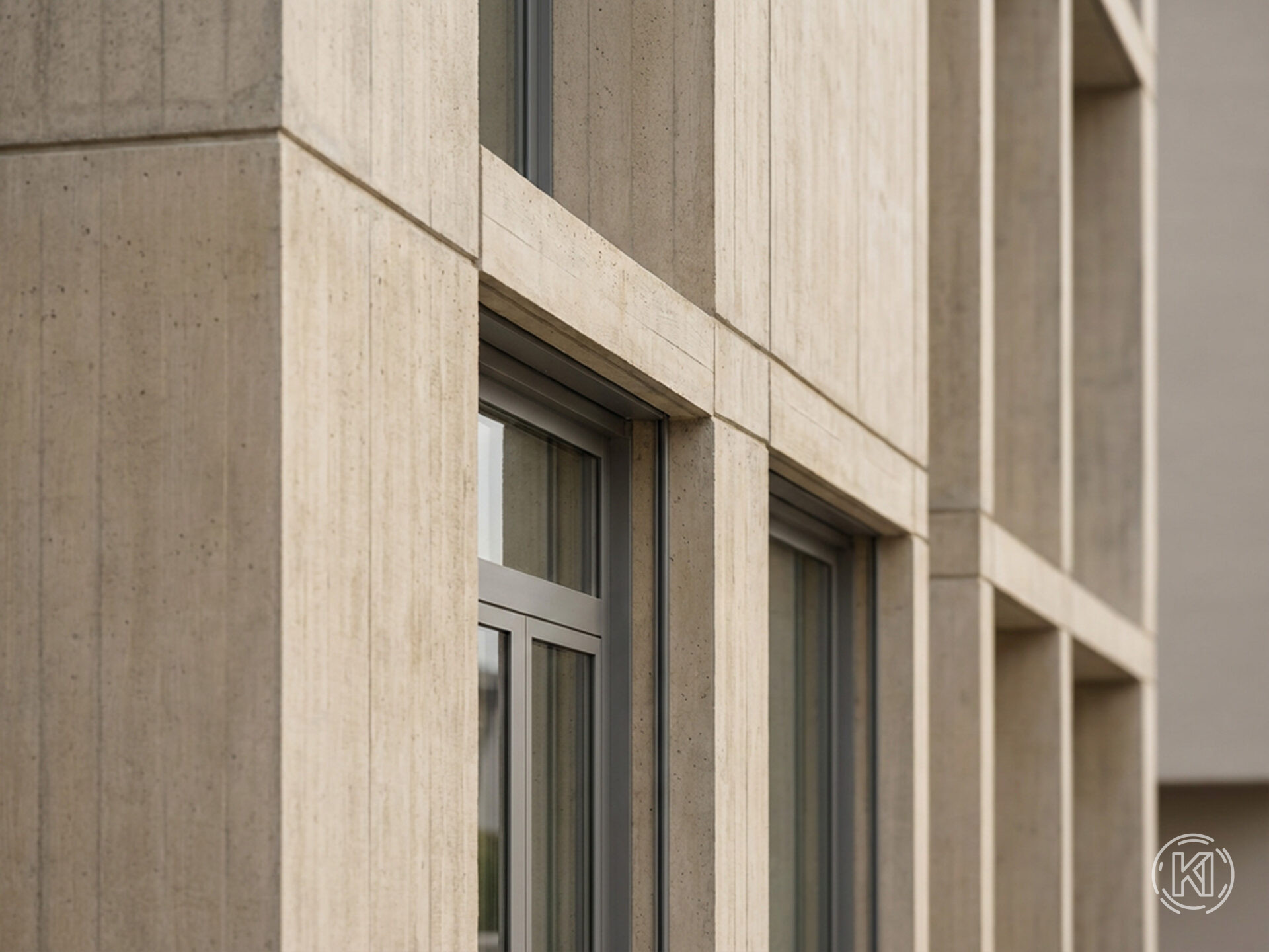 Reduziertes Architekturdetail einer Betonfassade Reduziertes Architekturdetail einer Betonfassade