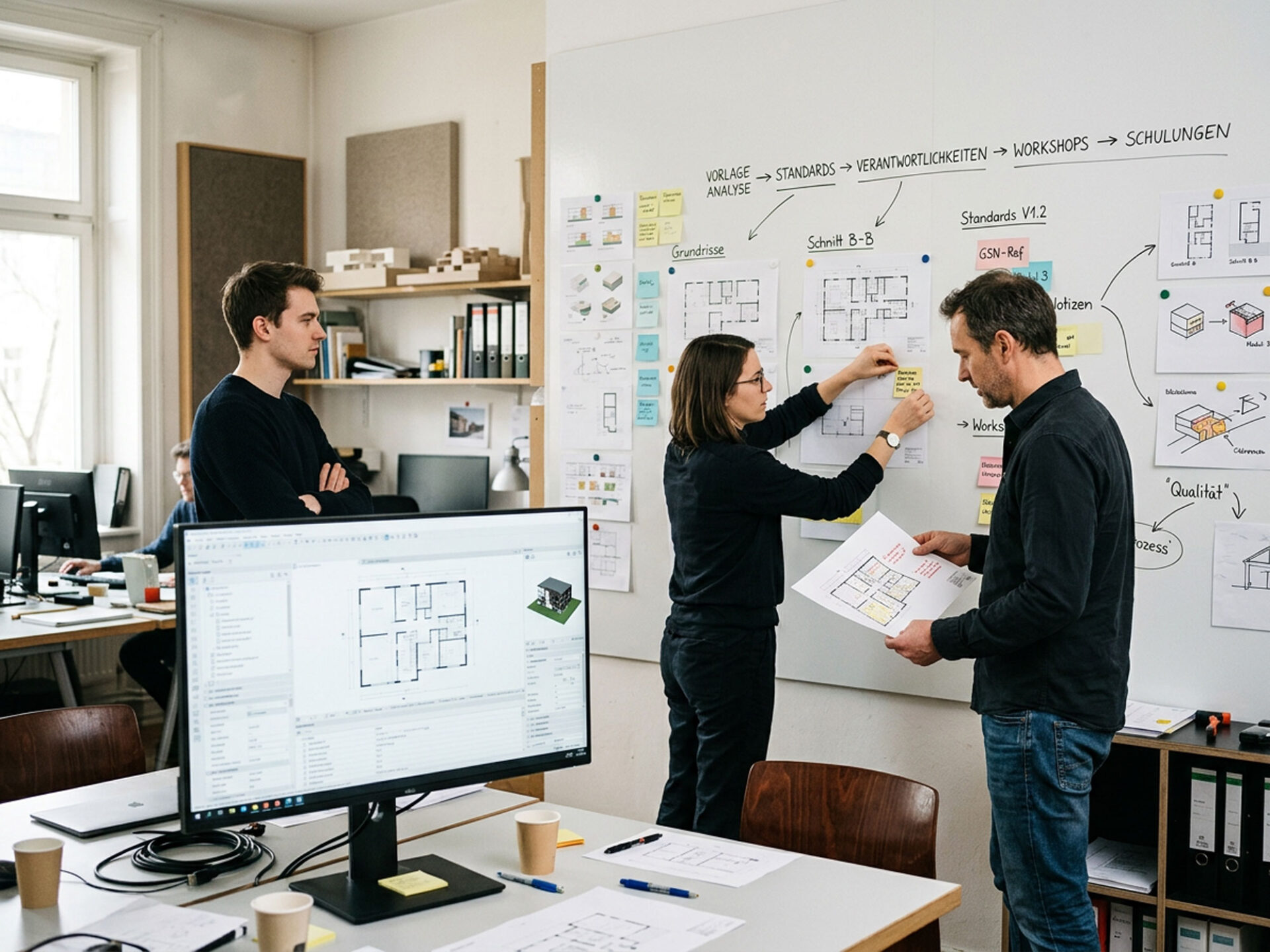 Planungsteam entwickelt aus Analyseergebnissen neue Standards für Vorlagen und Projektstrukturen.